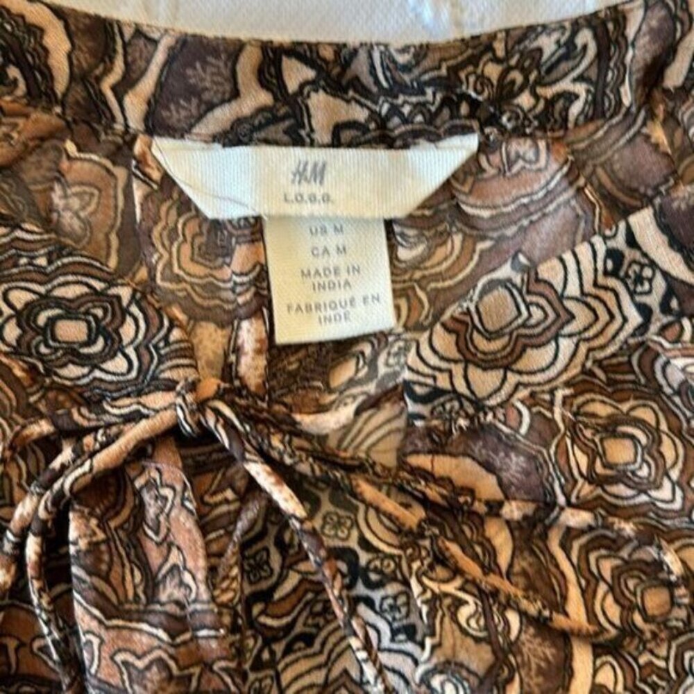 H&M Bohemian Brown Block Print Style Dress Size M… - image 7